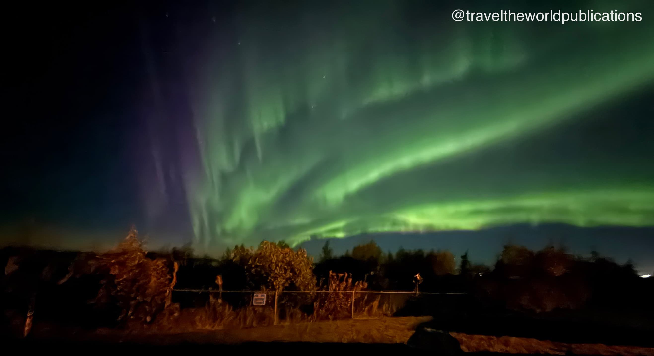 Aurora borealis over Bootleggers Landing, Anchorage