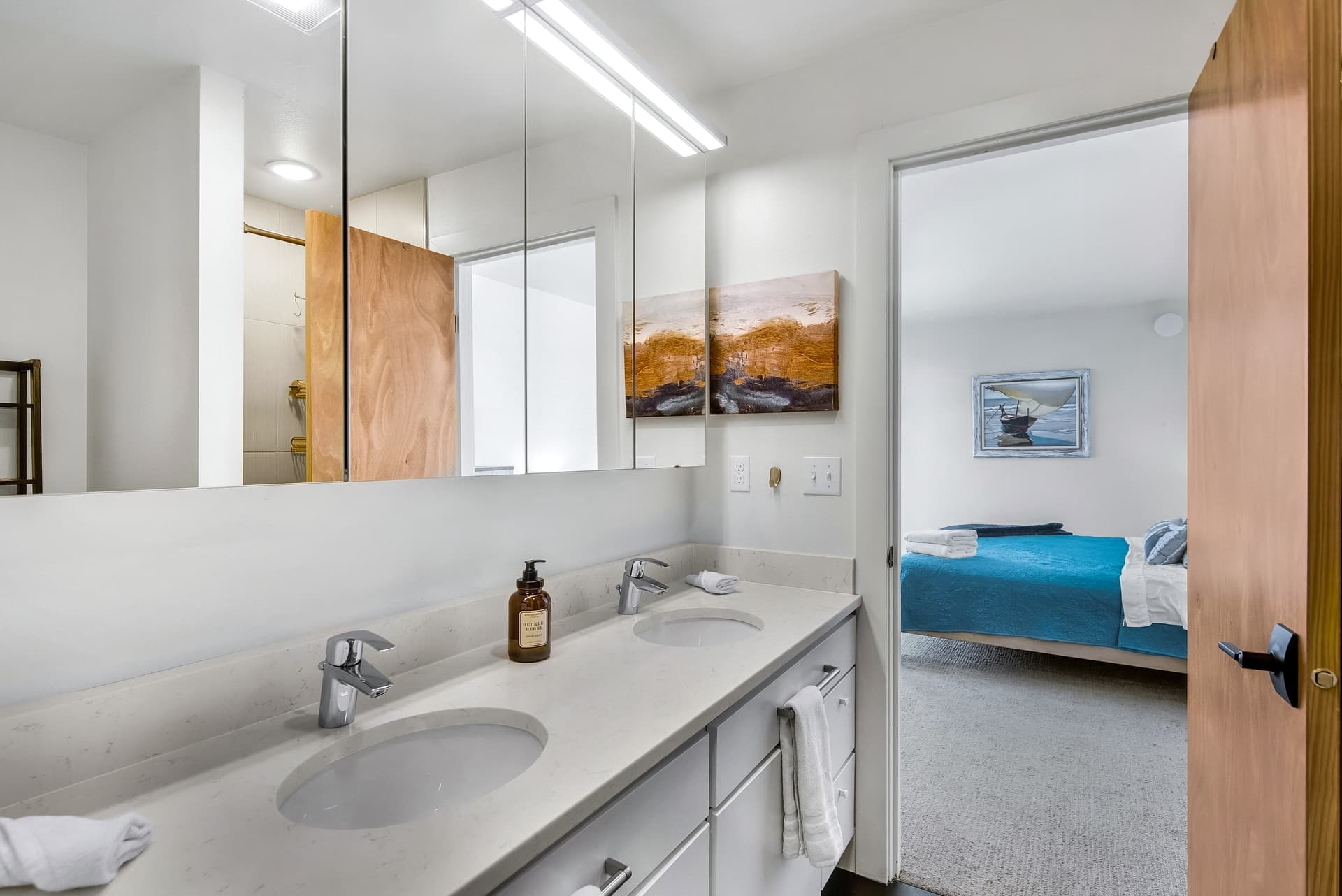 Primary en-suite bathroom at Denali View Retreat