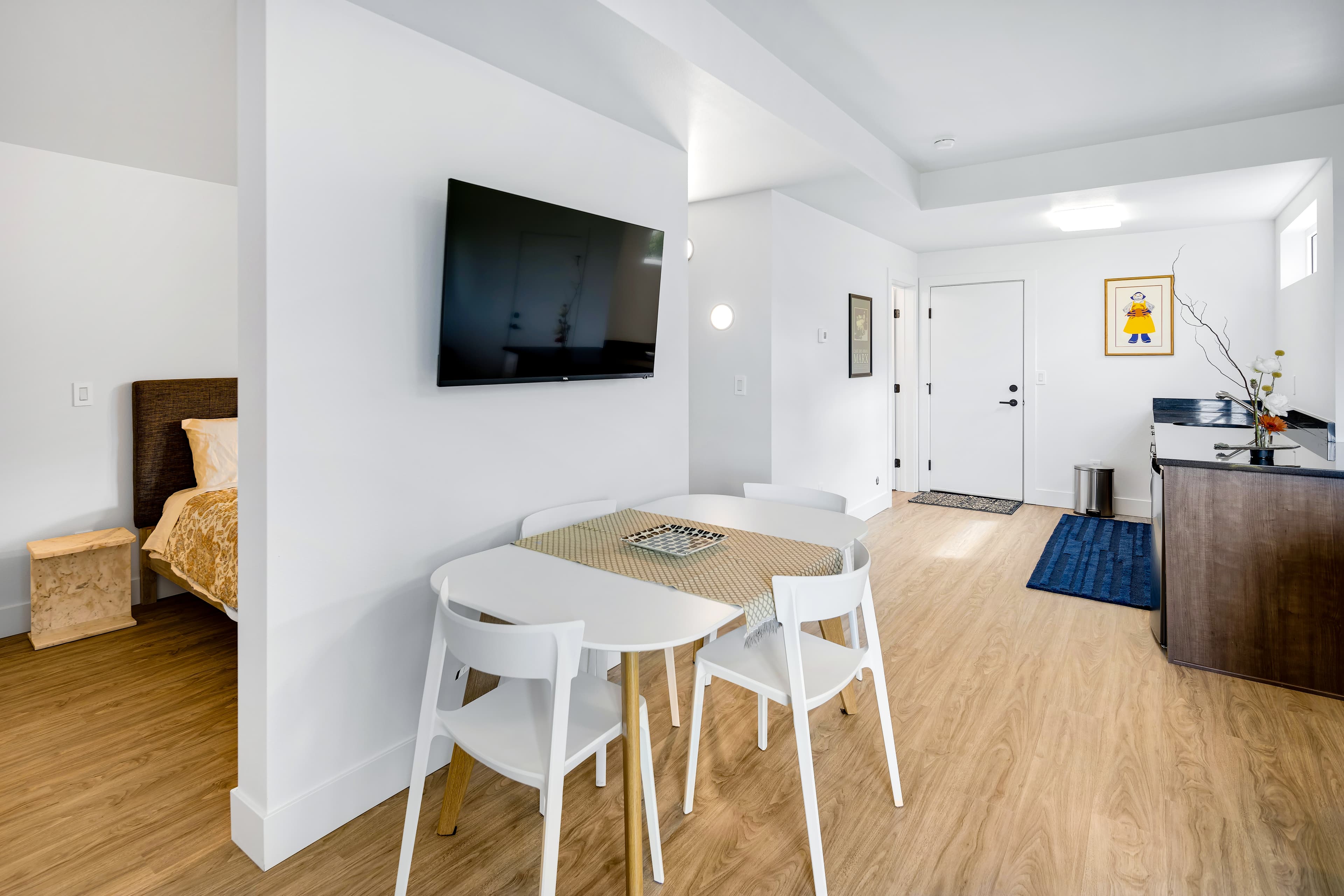 Dining area adjacent to the bedroom at Waterfront Hideaway